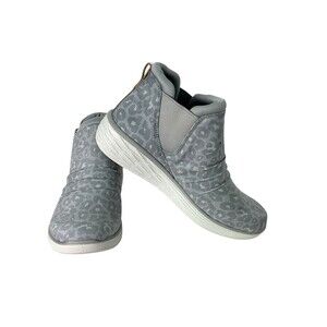 Ryka Women Sz 7M Water Repellent Wedge Ankle Boots Niah Animal Leopard Grey Rck